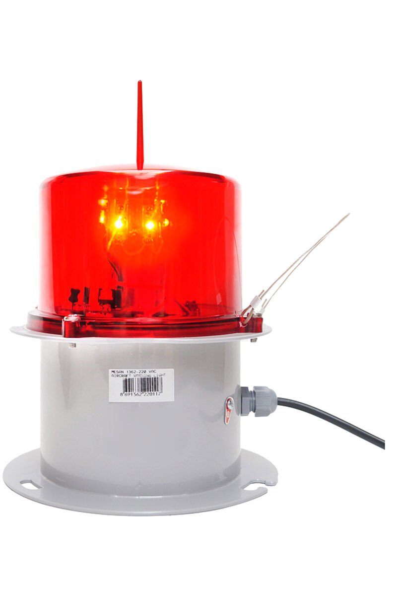 Mesan MS 1362.1.220VAC Kırmızı Düşük Yoğunluklu Power Ledli Uçak İkaz Lambası